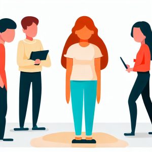 a young teenage girl being judged by other people flat designنظر دیگران 